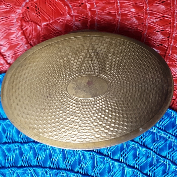 Rare Vintage Gilt Makeup Powder Puff Compact/with Multiple Color Stones - Picture 3 of 16